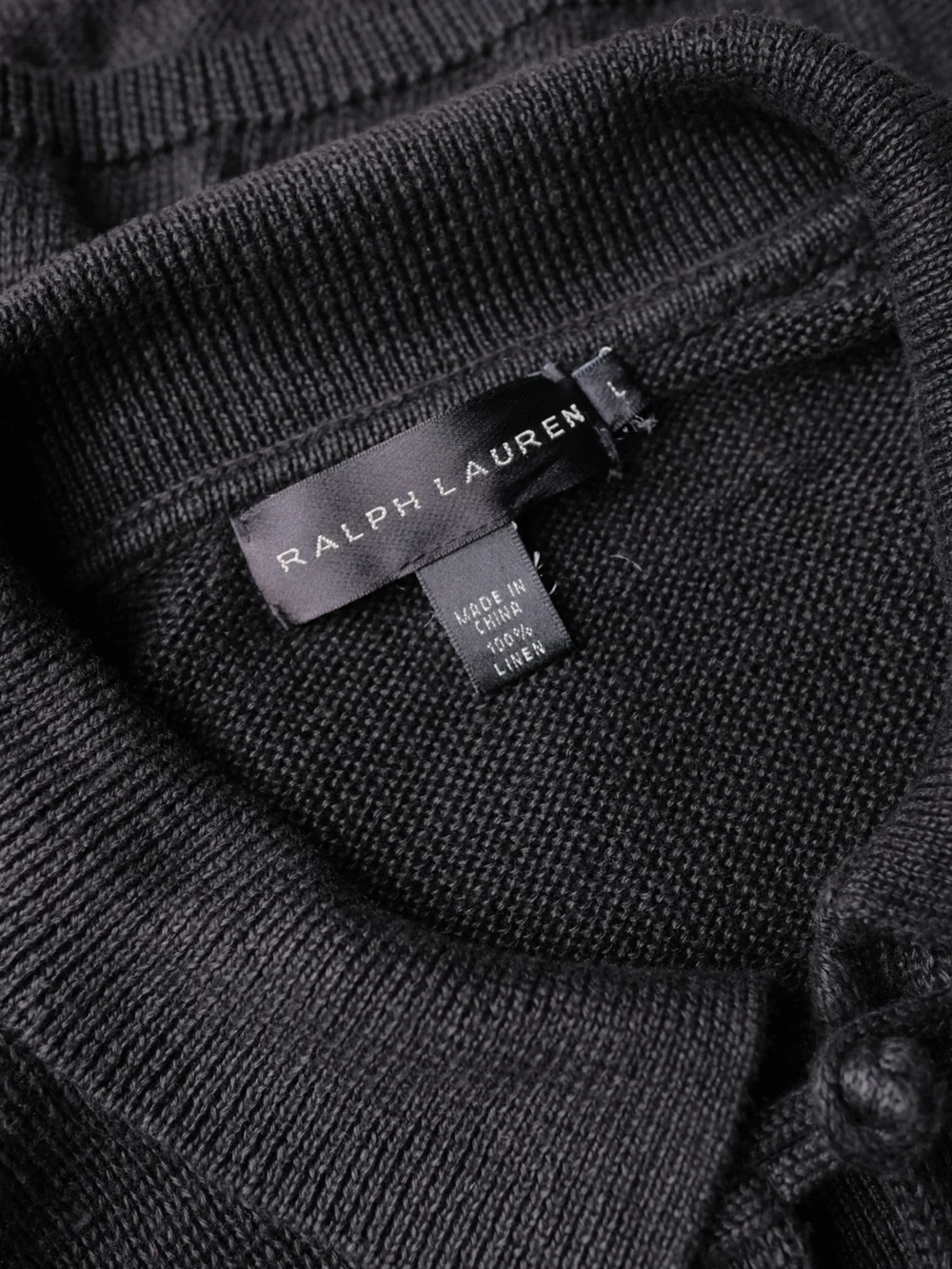 Ralph Lauren Black Label 100% Linen Quiet Luxury Knit Toggle Sweater L